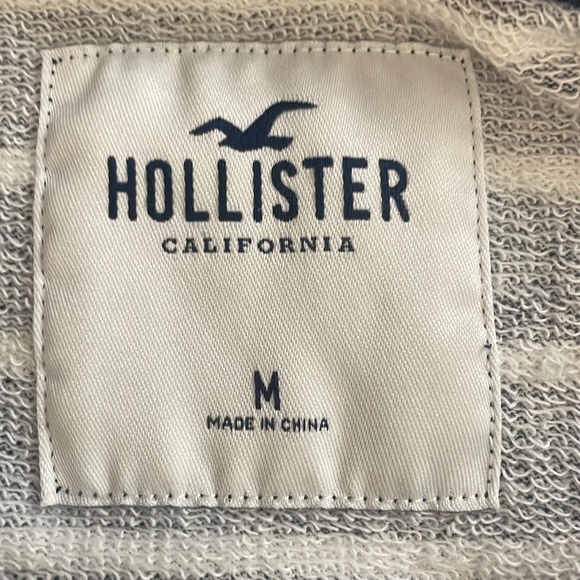 Hollister Womans 1/4 zip blue/white stripe hoodie crop long sleeves Size M - Picture 7 of 8